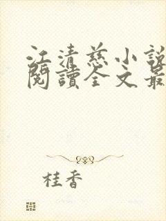 江清慈小说免费阅读全文最新章节