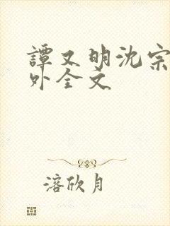 谭又明沈宗年番外全文