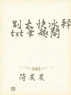 别太快冰释前嫌txt笔趣阁封面