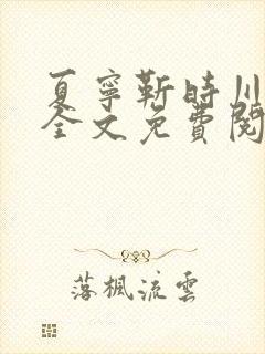 夏宁靳时川小说全文免费阅读封面