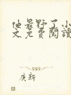 他最野了小说全文免费阅读无弹窗封面