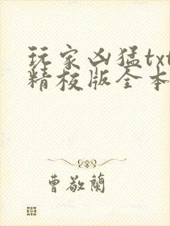 玩家凶猛txt精校版全本下载