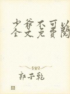 少爷不可以小说全文免费阅读无弹窗