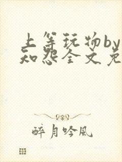 上等玩物by长知怨全文免费阅读笔趣阁