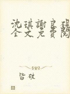 沈琪谢良砚小说全文免费阅读封面