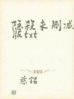 隐杀未删减精校版txt