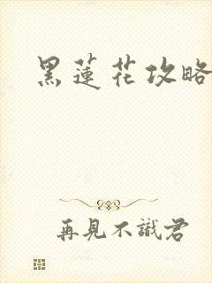 黑莲花攻略手册封面