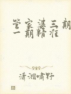 管家婆三期必开一期精准封面