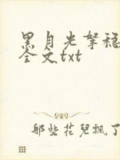 黑月光拿稳小说全文txt