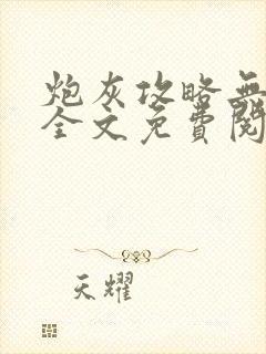 炮灰攻略无删减全文免费阅读封面