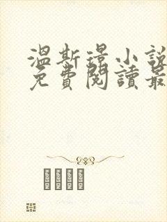 温斯璟小说全文免费阅读最新章节