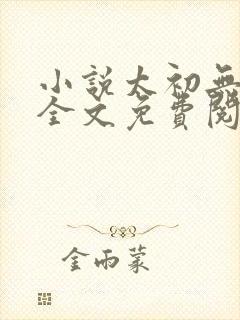 小说太初无弹窗全文免费阅读