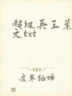 超级兵王叶谦全文txt
