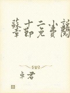 苏十二小说最新章节免费阅读全文封面