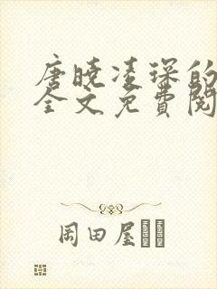 唐晓凌琛的小说全文免费阅读封面