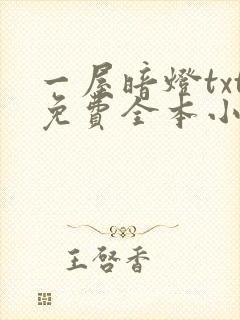一屋暗灯txt免费全本小说电子书