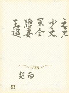 王牌军少之特战追妻全文免费txt