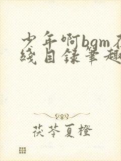 少年啊bgm在线目录笔趣阁