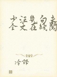 少汪几句未删减全文在线阅读封面