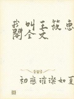 我叫王筱惠笔趣阁全文