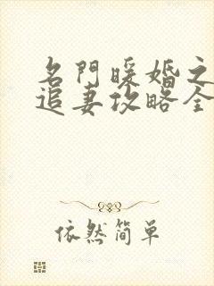 名门暖婚之权爷追妻攻略全文免费阅读封面