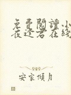 免费阅读小说此夜逢君在线阅读全文封面