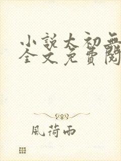 小说太初无弹窗全文免费阅读