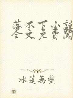 落不下小说在线全文免费阅读笔趣阁无弹窗