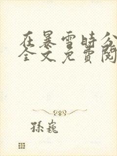 在暴雪时分小说全文免费阅读无弹窗