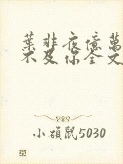 叶非夜亿万星辰不及你全文免费阅读