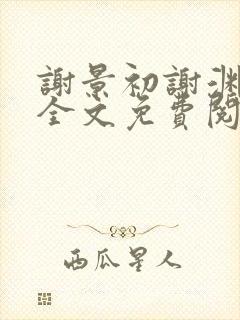 谢景初谢渊小说全文免费阅读封面