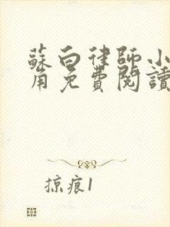 苏白律师小说主角免费阅读