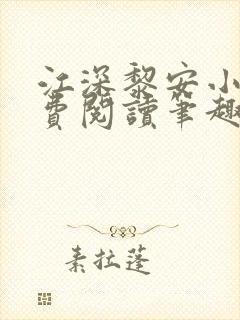 江深黎安小说免费阅读笔趣阁封面