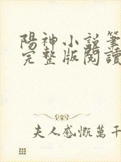 阳神小说笔趣阁完整版阅读