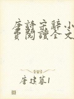 唐诗宋辞小说免费阅读全文无弹窗封面