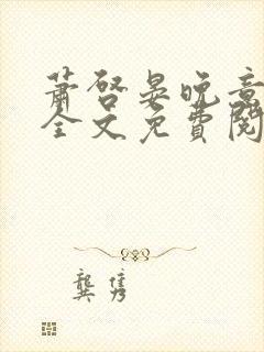 萧启晏晚意小说全文免费阅读