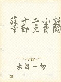 苏十二小说最新章节免费阅读全文