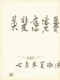 叶非夜亿万星辰不及你免费阅读全本