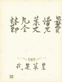 林凡叶惜最新章节全文免费阅读封面