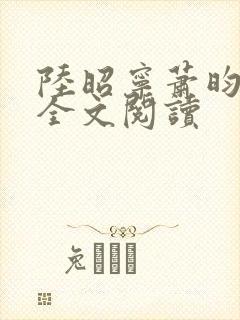 陆昭宁萧昀在线全文阅读