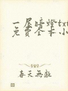 一屋暗灯txt免费全本小说电子书