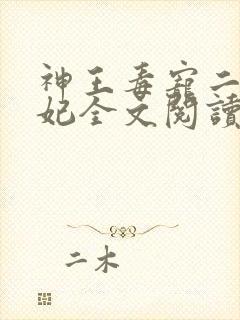 神王毒宠二嫁王妃全文阅读