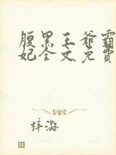 腹黑王爷霸道王妃全文免费阅读