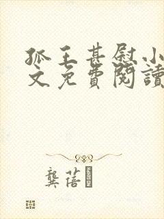 孤王甚慰小说全文免费阅读