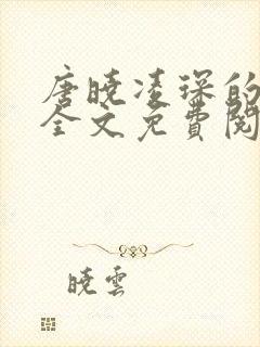 唐晓凌琛的小说全文免费阅读