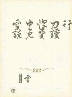 雪中悍刀行 小说免费读