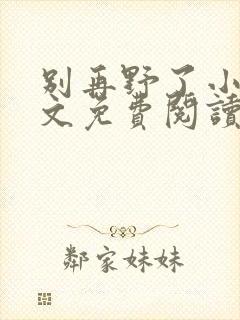 别再野了小说全文免费阅读无弹窗封面