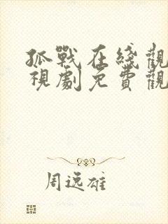 孤战在线观看电视剧免费观看全集封面