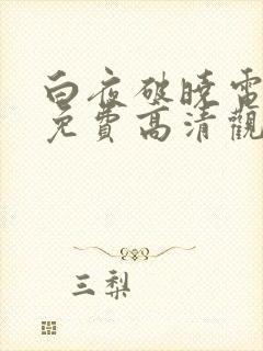 白夜破晓电视剧免费高清观看