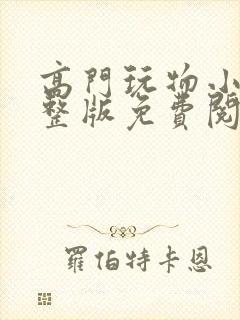 高门玩物小说完整版免费阅读